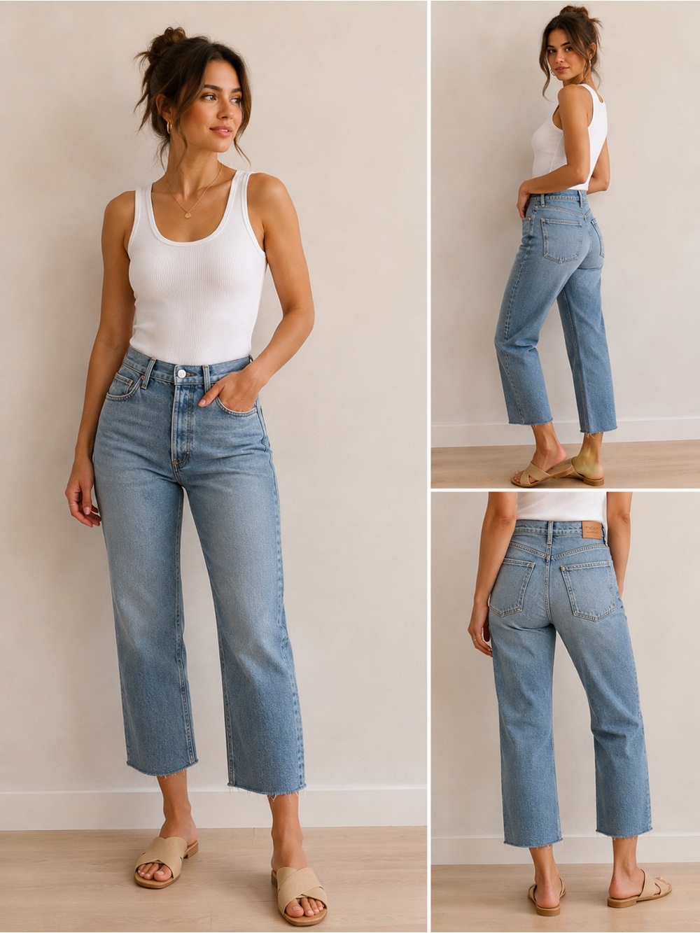 Citizens of Humanity Charlotte Crop Jeans 27 High Rise Straight Leg Raw Hem